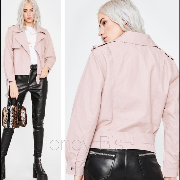 NWOT Blush Faux Leather Moto Biker Jacket super Soft - Picture 3 of 3
